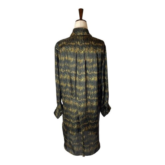 Isabel Marant‎ Black And Gold Long Sleeve Pleated Draped Mini Dress Size M - Picture 2 of 9